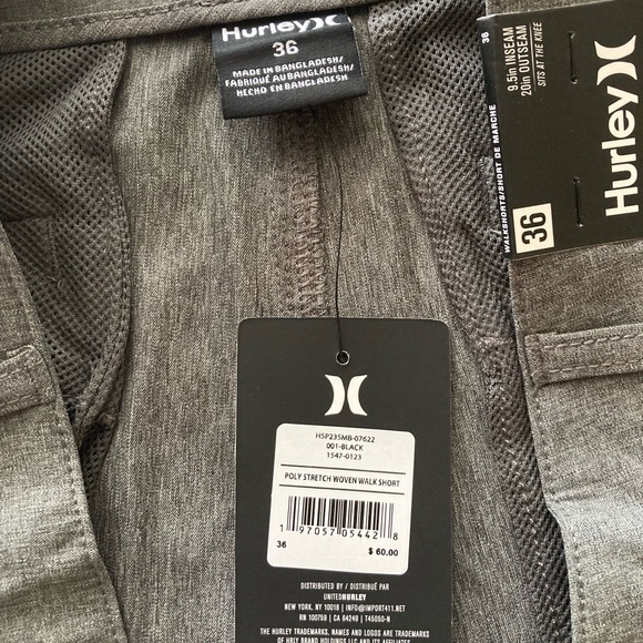 Mens Hurley Grey walkshorts size 36 - Picture 6 of 6